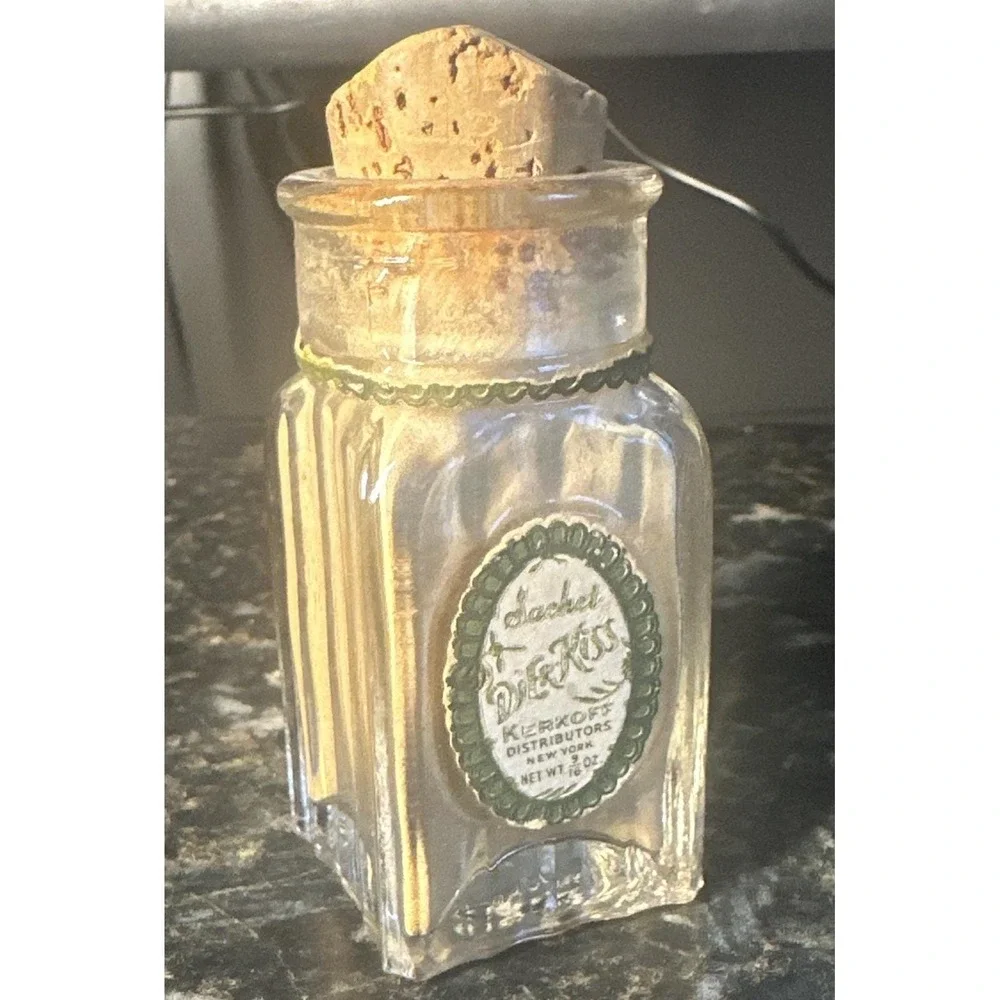 antique‎ DJER-KISS KERKOFF SACHET glass BOTTLE full ART DECO
